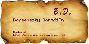 Borsenszky Dormán névjegykártya